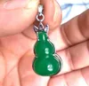 Pendentif Colliers Pierre Précieuse Jade Vert Gourd - Stability Prosperity 10x14mm Silver PlatePendant