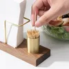 Hooks & Rails Desktop Organizer Tableware Supplies Wood Tissue Paper Holder Napkin Brass Box StorageToothpick KitchenHooks