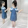 Girl's Dresses Kids For Girls Floral Pattern Dress Girl Patchwork Children Party Lace Flower Childrens Clothing