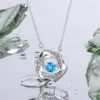 925 Silberin weibliche Party Charme glänzender Anhänger Halsketten für Frauen klassisches runde Kristallhalshalskette Mode -Schmuck -X565