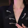 Rhinestones Safety Pin Brooches Large Simple Pins Brooch For Women Dress Gold Plating Crystals Elegant Brooche Jewelry