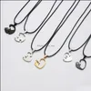 Pendant Necklaces Animal Black White Cat Stitching Necklace Simple Friendship Gift Heart Shape Gold Cute Co Baby Dhojn