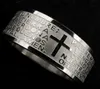 Band Rings Gold Silver Stainless Steel English Lord's Prayer Cross Etaching Polishing Ring