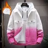 2022 Herbst Winter Denim Jacke Herren Plus Samt Verdickung Trend Warme Lose Koreanische Version Jugend Gradienten Jacke Top Kleidung Y220803