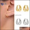 Hoop Hie Ohrringe Schmuck Sterling Silber Hoops Für Frauen Zweireihig Diamant Licht Luxus Zirkon Personalisierte Trend Ohrring Pendientes Mujer