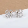 S925 prata charme flor forma brinco com diamante e não para mulheres casamento noivado jóias presente tem carimbo ps7577