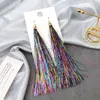Dangle & Chandelier Timlee E142 Trendy Colour Silk Ribbon Tassels Long Drop Earrings Fashion Accessories WholesaleDangle Odet22