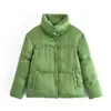 Femmes veste d'hiver Parkas manteau vert vêtements d'extérieur chaud épais vêtements d'extérieur solide mode manteau dames poche veste femme Chic veste TRF L220730