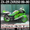Body motociclistico per kawasaki ninja zx2r zxr250 zx 2r 2 r r250 zxr 250 89-98 bodywork 8dh.99 zx2 r zx-2r zxr-250 89 90 zx-r250 1989 1990 kit full fierini ligjht verde verde