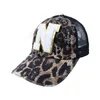 Mulheres Ponytail Leopard Print Sports Hat algodão 26 letras inglesas Chapéu de beisebol de beisebol Terry Towel Apliques Caps 300pcs DAJ455