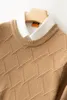 Мужские свитеры кашемировые кашемировые свитер 3XL толщина осени и зимний вязаный вязаный пуловер. Высококачественное увеличение сплошного цвета.