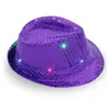 Светодиодные джазовые шляпы мигают световой светодиодные федора Trilby Seeders Caps Cancy Dress Dance Party Hats Unisex Hip Hop Lamp