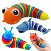 2022 fidget jouet slug articulé articulé flexible slug 3d fidget jouet tous les âges relief des jouets sensoriels anti-anxiété pour les enfants aldult