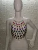 Festival Sexig Metal Chain Crop Tops Kvinnor Sparkly Diamant Sequins Halter Camis Tank Top Beach Night Party Vest Summer 220318