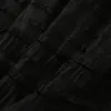 스프링 v 넥 레이스 패널 드레스 검은 긴 소매 검은 색 단색 미드 송프 모조리 드레스 22G210040 플러스 사이즈 XXL