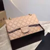 Classic Ladies Sheepskin Bag Double Flap Quilted Diamond Gold Hardware Metal Braided Leather On Chain Shoulder Strap Luxury Designe
