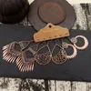 Dangle żyrandol boho wielokolorowy frędzle długie kolczyki dla kobiet dla kobiet vintage etniczna geometria serce okrągły metalowy metal biżuteria wisząca