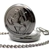 Pocket Watches Black Fullmetal Alchemist Watch Quartz Necklace Leather Chain Box Bag Relogio De Bolso Sets Gifts For Men WomenPocket