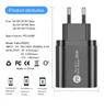 Comincan 36W PD QC 3.0 2.4A 빠른 충전기 3USB 유형 C 충전 헤드 휴대폰 충전기 EU US USB 충전기