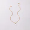 2022 nuova collana con ciondolo in pietra di perla squisita per collare per gioielli da sposa in lega di metallo con girocollo a catena semplice da donna