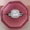 925 Sterling Silber Cushion Cut Fingerring-Sets für Frauen Schmuck Reine Hochzeit Verlobungsringe personalisiert