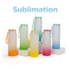 Sublimation Mug Water Bottle 500ml Frosted Glass Water Bottles gradient Blank Tumbler Drink ware Cups Gradient Color