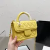 2022Ssw França Womens Vanity Bags Mini Flap Co Handle Lambskin Quilted Crush Ball Gold Metal Hardware Matelasse Chian Crossbody Bolsa Cosmética Bolsas 18cm