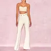 Women's Two Piece Pants Bandage Women Sets Set 2022 Fashion Evening Party Sexy Club Summer Suits Strapless Top And Long