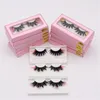 22mm 25mm Color Fake 3D Minink Eyelash رموش صناعية منفوشة مع صندوق ورقي وردي مكياج Wispy Lash تمديد شريط كامل رموش طبيعية