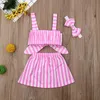 0 3y Summer Born Girl Girl Rose Rosa Rosa 2pcs Algodão Mangueira Tops Tutu Roupfits 220620