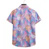 القمصان غير الرسمية للرجال طباعة قميص هاواي للرجال 2022 الصيف القصيرة الأكمام الشاطئية على غرار العطلة الاستوائية ألوها الذكور الكاميسامين