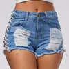 Hzirip Sexy Sommer Frauen Denim Shorts Schwarz Blau Hohe Taille Ripped Kurze Jeans Femme Quaste Spitze Up Bandage Hosen 220509