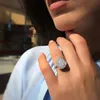 Bröllopsringar storlek 6-10 Fantastiska smycken Silver Drop Water White Topaz Cz Diamond Gemstones Party Women Wedding Bridal Ring Gift