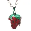 Pendant Necklaces Vintage Y2K Red Strawberry Shape Brass Box Openable Pet Ashes Hair Souvenir Necklace With Long Chain Jewelry Gifts