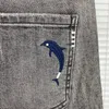 Corea Fashion Brand Jeans Uomo Four Seasons Hole Casual Straight Regular Stretch Denim Pantaloni a righe da uomo 220328