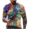 T-shirt da uomo Casual Oversize Maniche corte Versatile Neutro Urbano T-shirt colorate Abbigliamento da pittore da donna da uomoUomo