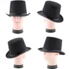 Party Hats Black Satin kände Top Hat Magician Gentleman Adult 20's Costum Tuxedo Victorian Cap Halloween Christmas Fancy Dress Hatsparty