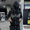 Sweats à capuche pour hommes Sweat-shirts graphiques en strass pour hommes avec fermeture à glissière Sweat à capuche surdimensionné Hommes Veste Harajuku Goth Y2k Vêtements Grung