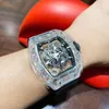 uxury watch Date Richa Milles Transparent Crystal Machinery Has Unique Personality and Full Hollowed Out Design Without Dial Mens Wristwatch