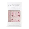 Falska naglar 24st tryck på lång stilett med lim rosa fjäril moln strass design akryl falsk nagel avkopplingsfalse1483337