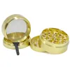 GOLD Herb Grinders Accessoires pour fumer 4 parties 40mm 50mm Broyeur en métal en alliage de zinc TobaccoTools Broyeur à base de plantes Moulin portable pour les plates-formes de bangs en verre