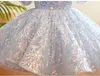 2023 Blue Ball Gown Flower Girl Dresses For Wedding See Through Poad Puffy Little Girls Pageant Dress Pissed Toddler First Holy Communion klänningar