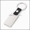 Porte-clés Accessoires de mode Sublimation Transfert de chaleur en métal blanc Porte-clés en cuir Pendentif Porte-clés de voiture DIY Cadeau Porte-clés Dhhet