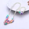 Conjuntos de jóias de crianças para meninas presentes crianças colar conjunto bebê redondo grânulos colar colorido bracelete acessórios c5749shipping