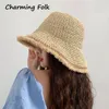 Chapéus de palha feminina chinês chapéu panamas Proteção UV Sun Visor Chapé de praia Mulheres viseiras dobráveis ​​femininas de verão chapéu 220607