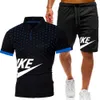 Eşofman Seti Erkekler T Gömlek Şort Setleri Yaz Spor Koşu Pantolon Streetwear polos Tshirt Suit Tops