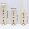 Gold White Silver Candle Holders Metal Candlestick Flower Stand Vase Table Centerpiece Event Floral Rack Road Lead Wedding Decor 220505