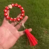 Wood Bead Bracelet Party Favor Independence Day Beads Key Chain American Flag Tassel Wristband Pendant Fashion Wristlet Bangles Holder Wrist Ring Jewelry