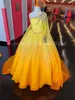 Ombre lila tjej tävlingsklänningar 2023 Cape Crystals Pärlning Chiffon Ballgown Little Kids Birthday Long Sleeve Formal Party Wear G1161019