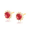 1052e vermelho verde redondo zircão brincos para mulheres 24k jóias de moda de ouro 24k níquel grátis